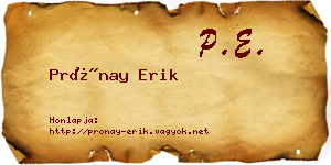 Prónay Erik névjegykártya